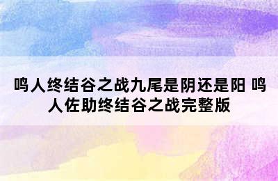 鸣人终结谷之战九尾是阴还是阳 鸣人佐助终结谷之战完整版